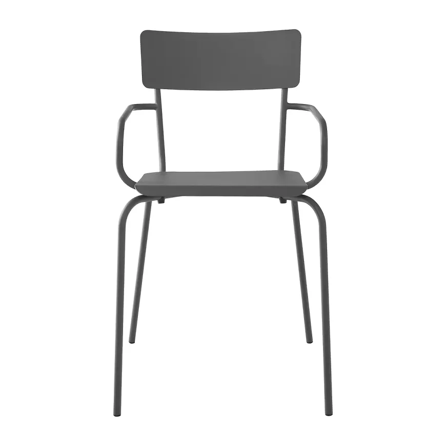 Smickrande trädgårdsstol i grått från 1898.