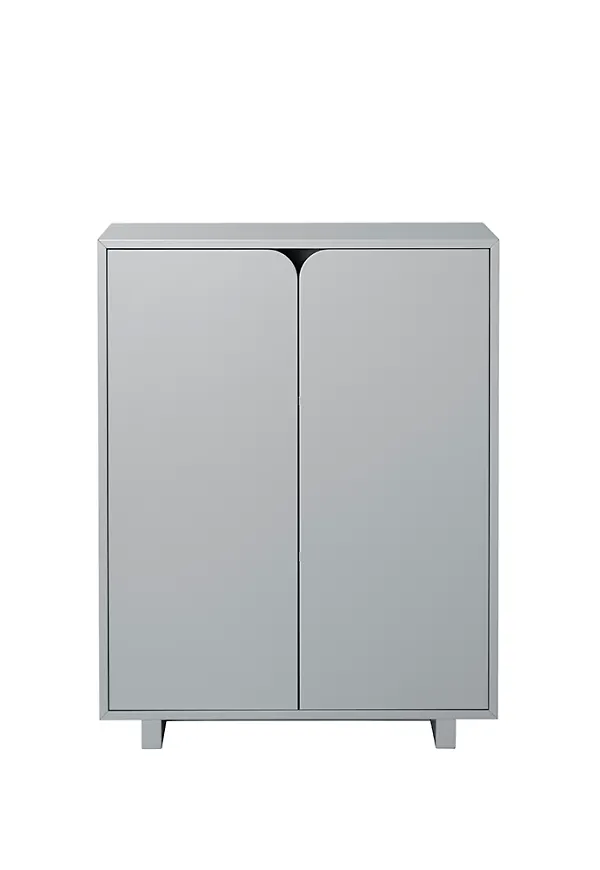 Moderiktig vitrinskåp i grått från 1898.