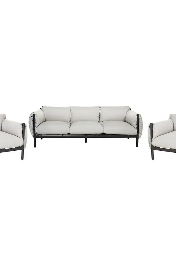 Elegant loungegrupp i grå färg gjord i aluminium.