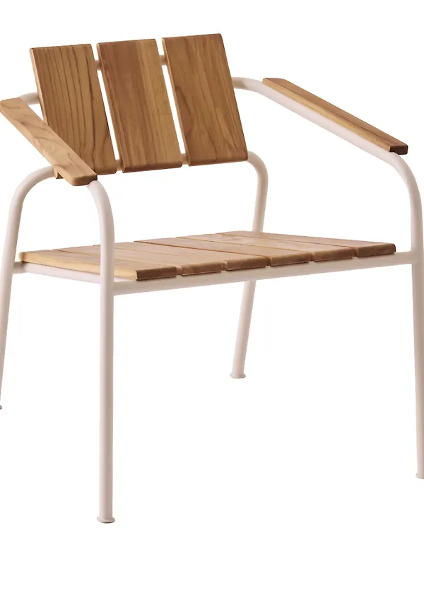 Vacker fåtölj i vit färg gjord i teak.