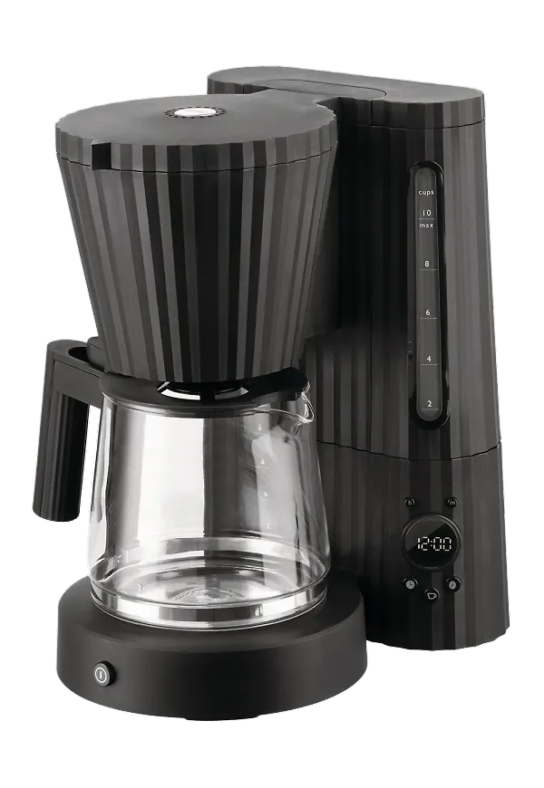 Svart Alessi-kaffebryggare i modern modell.