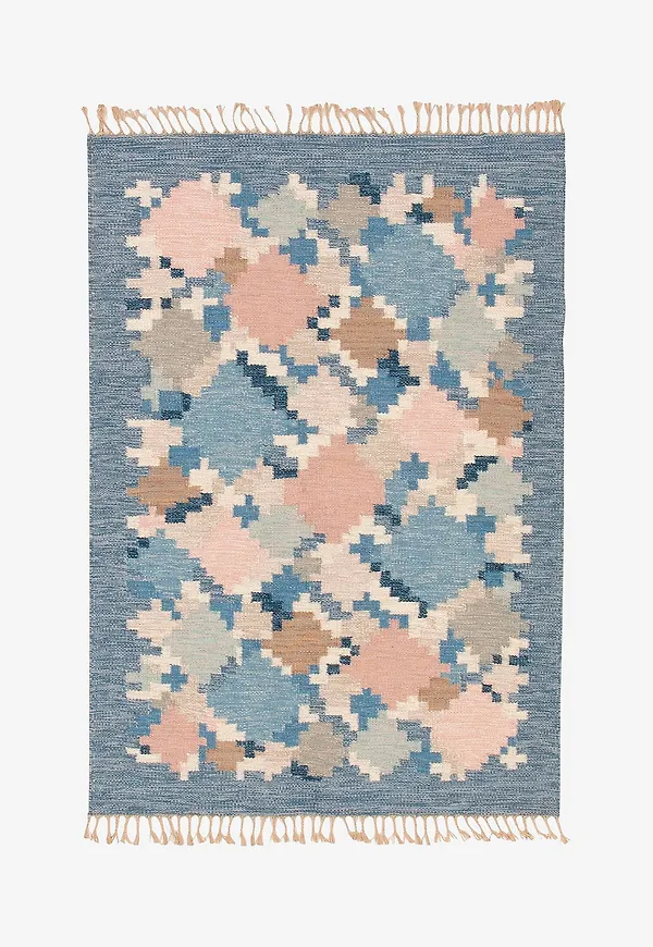 Jättesnygg blå matta i linne från Bargi.