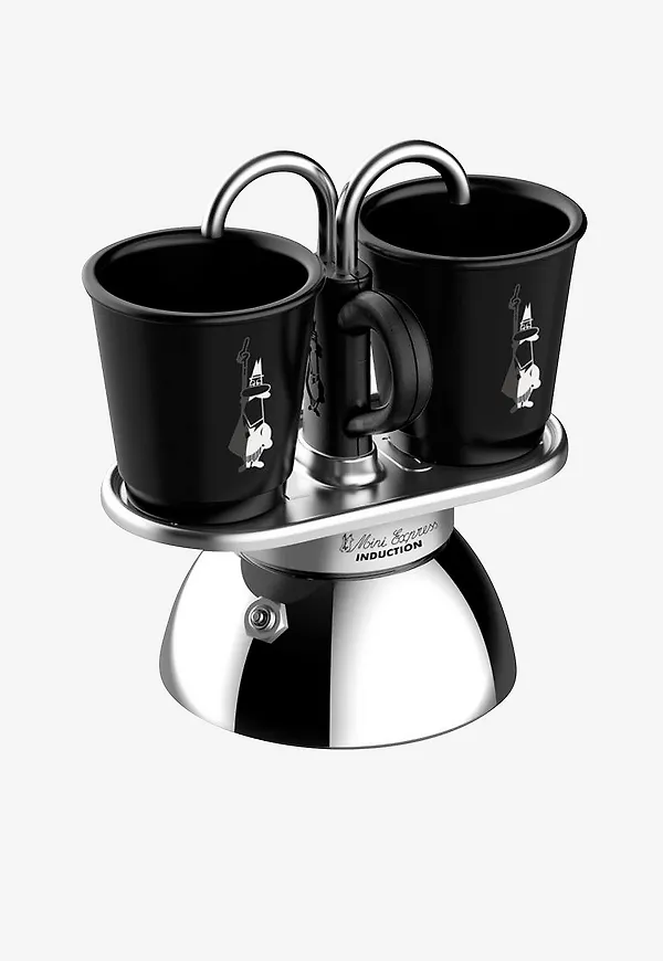 Svart Bialetti-espressomaskin i trendig modell.
