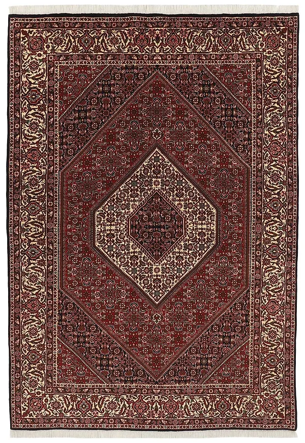 Röd Rezas-ullmatta i stilren modell.