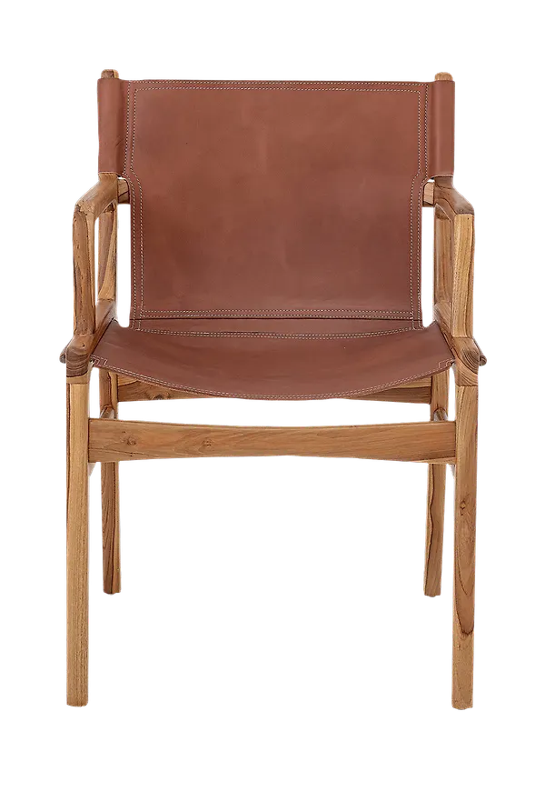 Fin fåtölj i brun färg gjord i läder.