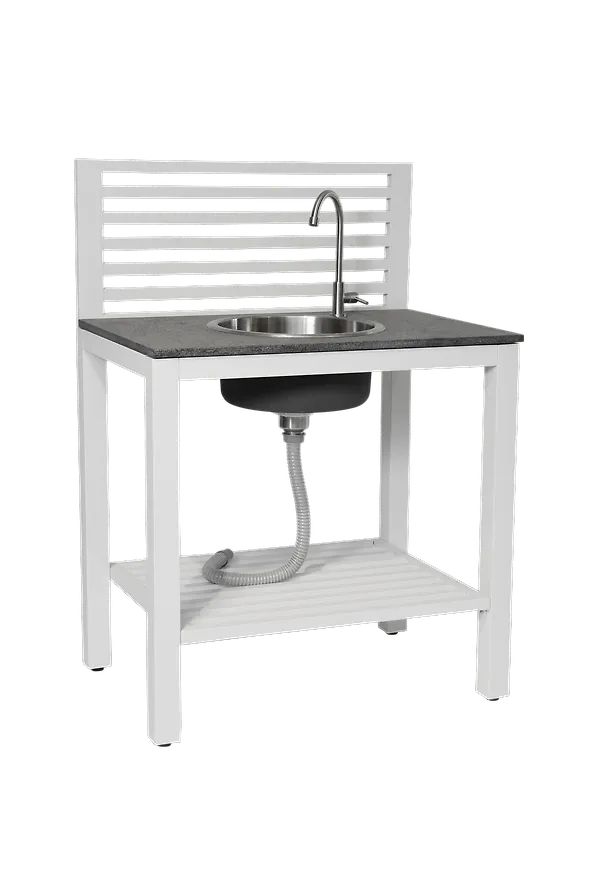 Riktigt snygg vit möbel i aluminium från Brafab.