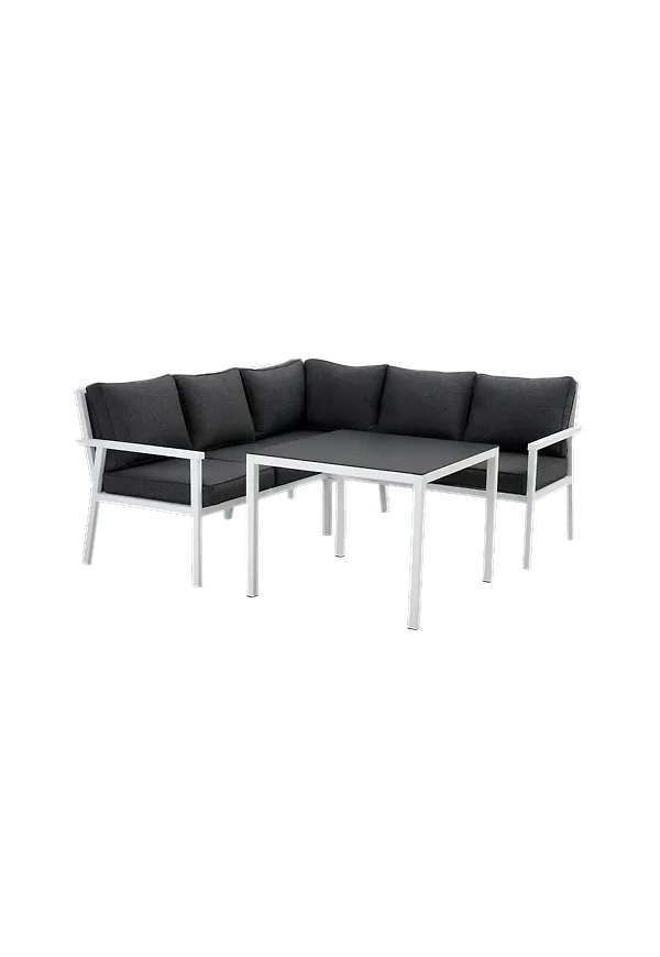 Supersnygg hörnsoffa i aluminium från Brafab.