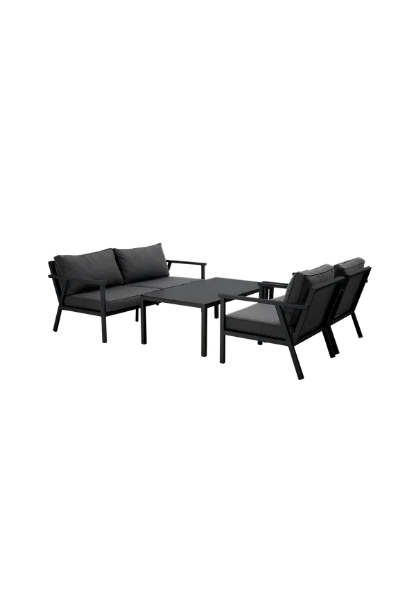 Modern svart soffgrupp i aluminium från Brafab.