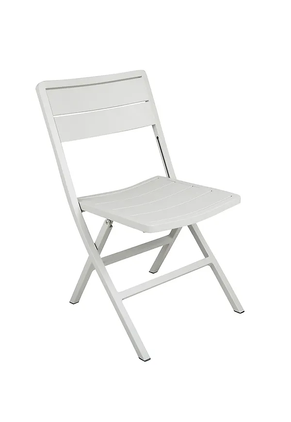 Stilren brafab stol i grå färg gjord i aluminium.