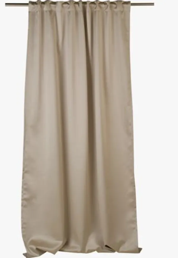 Beige hemtex-gardin i stilren modell.