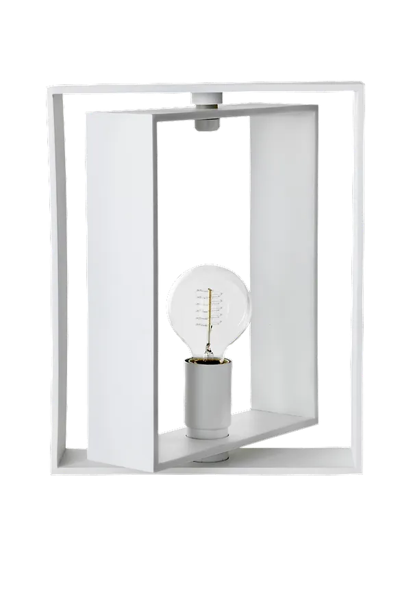 Superfin co bankeryd lampa i vit färg gjord i valnöt.