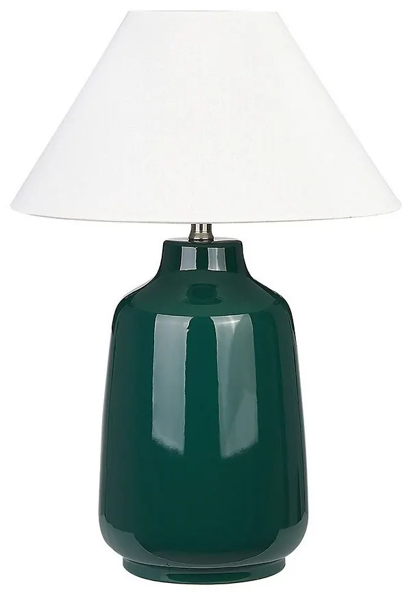 Smickrande lampa i vit färg gjord i linne.