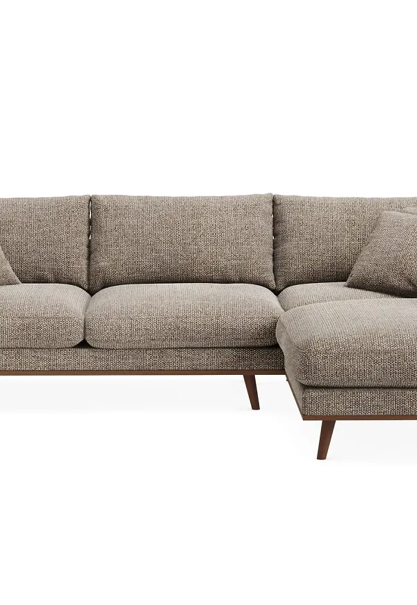 Brun Scandinavian Choice-schäslongsoffa i otroligt snygg modell.
