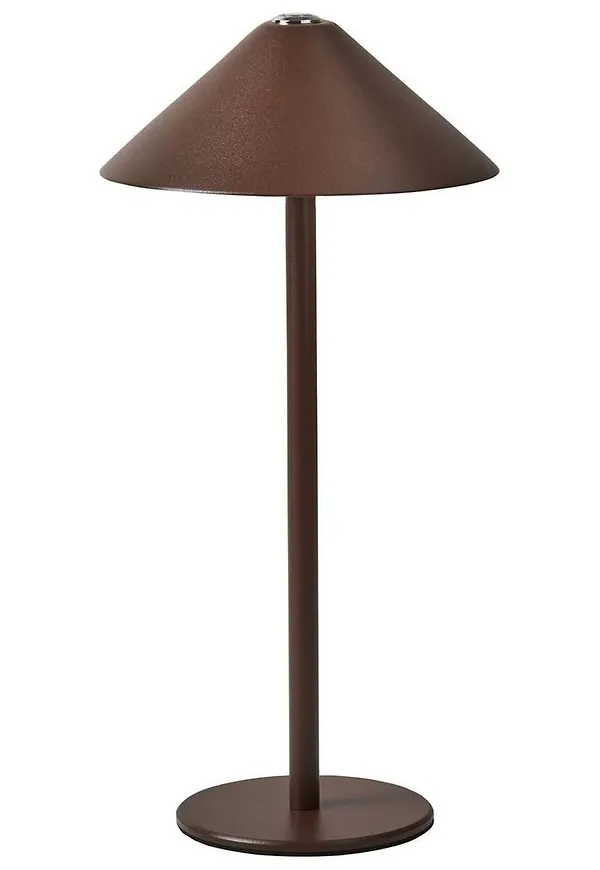 Modern utomhuslampa i brun färg gjord i aluminium.