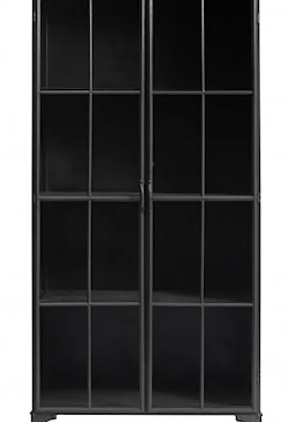 Söt vitrinskåp i svart färg gjord i järn.