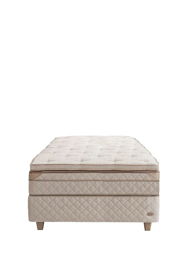 Mysig beige säng i bomull från DUX.
