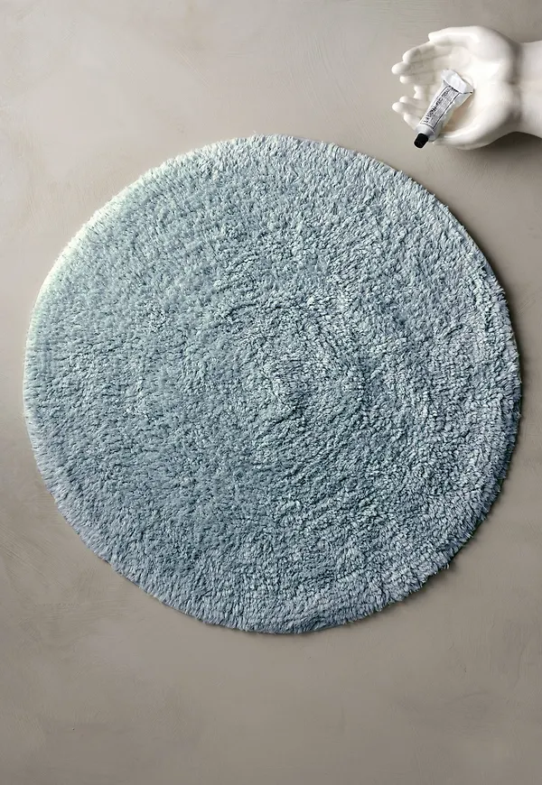 Blå Ellos-bomullsbadrumsmatta i modern modell.