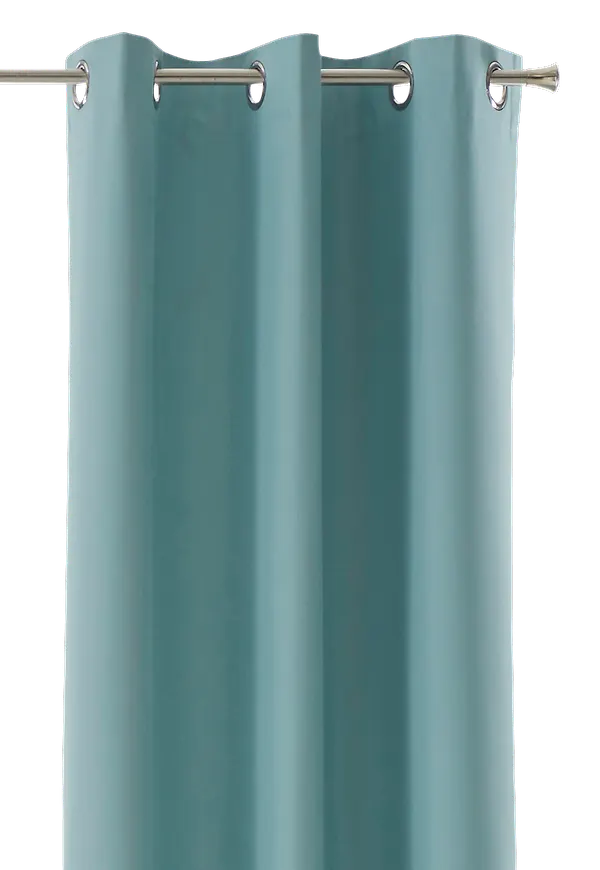 Riktigt snygg mörkläggningsgardin i turkos färg gjord i viskos.