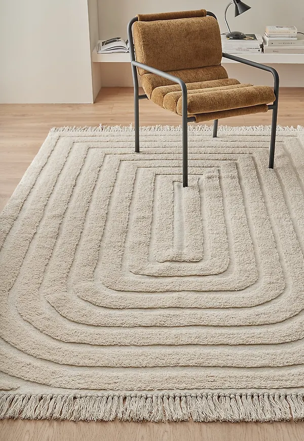 Jättefin ellos matta i vit färg gjord i bomull.