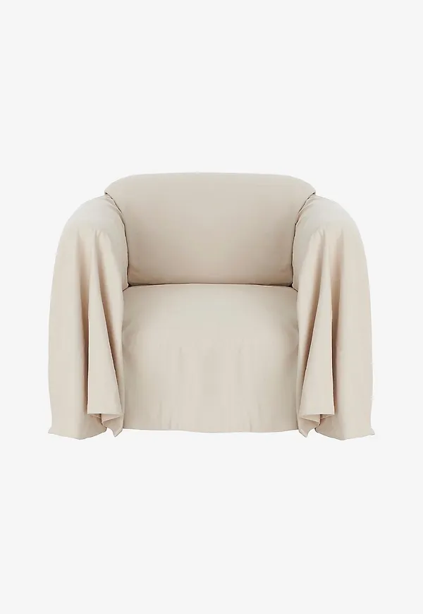 Beige Ellos Home-bomullsfåtölj i riktigt snygg modell.