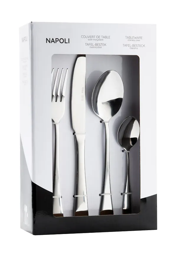 Silverfärgad Eternum-bestickset i stilriktig modell.