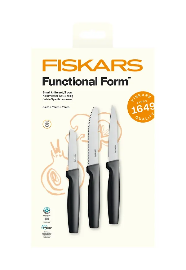 Svart Fiskars-knivset i riktigt fin modell.
