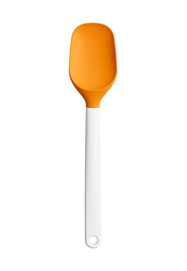 Orange Fiskars-slickepott i riktigt snygg modell.
