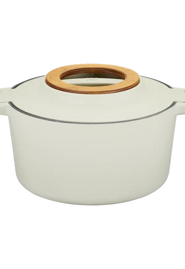 Elegant gjutjärnsgryta i björk från Fiskars.