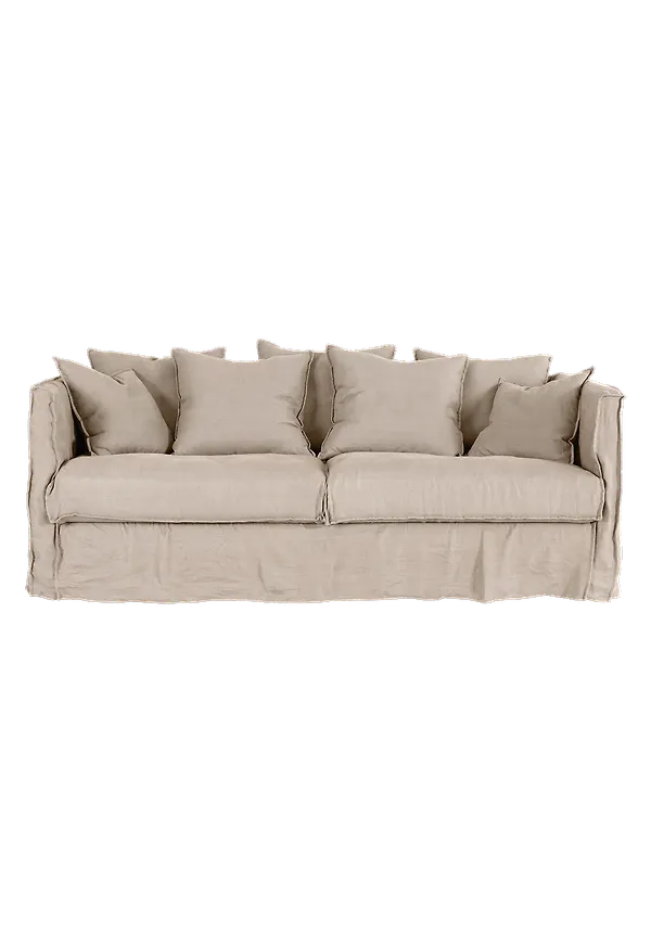 Söt soffa i beige färg gjord i bomull.