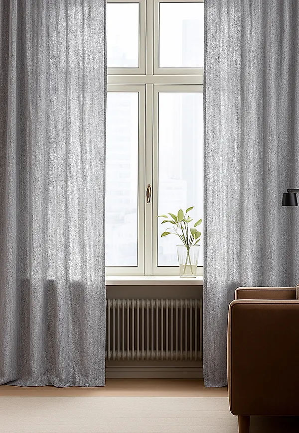Grå Leverantör Brilliant Carpets (lämna dold)-linnegardin i elegant modell.