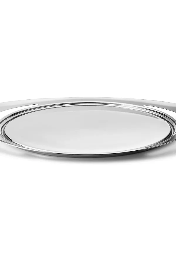Stilren serveringsbricka i silverfärgade från Georg Jensen.