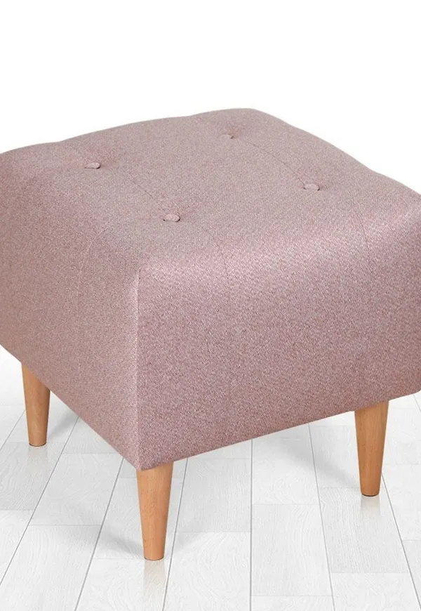 Mysig fotpall i rosa färg gjord i bomull.