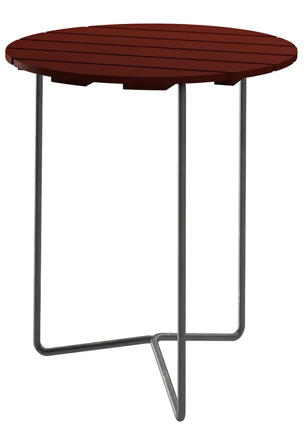 Ikonisk ekmatbord i mörkrött från Grythyttan Stålmöbler.