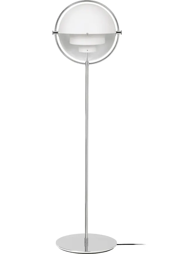 Vit Gubi-golvlampa i moderiktig modell.