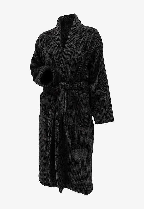 Svart Halvor Bakke-morgonrock i riktigt trendig modell.