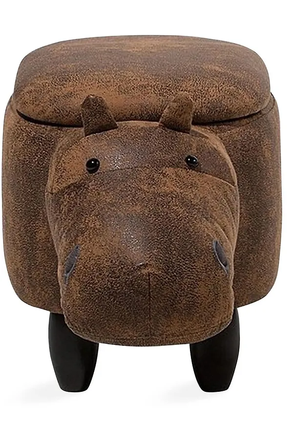 Klassisk sittpuff i brun färg gjord i läder.
