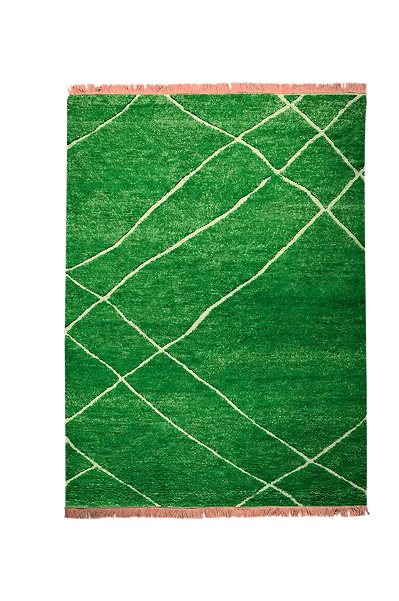 Superfin grön matta i ull från HKliving.