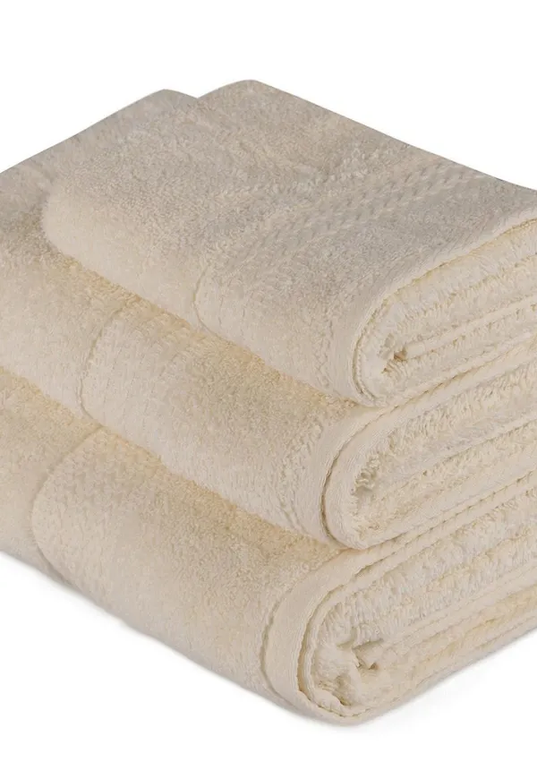 Riktigt snygg handduk i beige färg gjord i bomull.