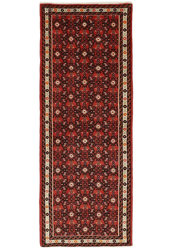 Smickrande ullmatta i rött från Rezas.