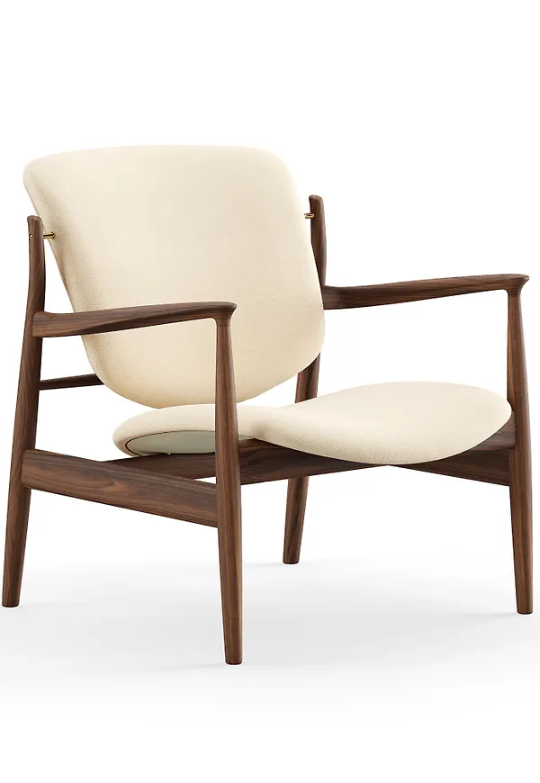 Jättesnygg beige fåtölj i läder från House of Finn Juhl.