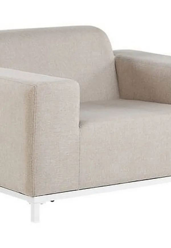 Modern trädgårdsfåtölj i beige färg gjord i aluminium.