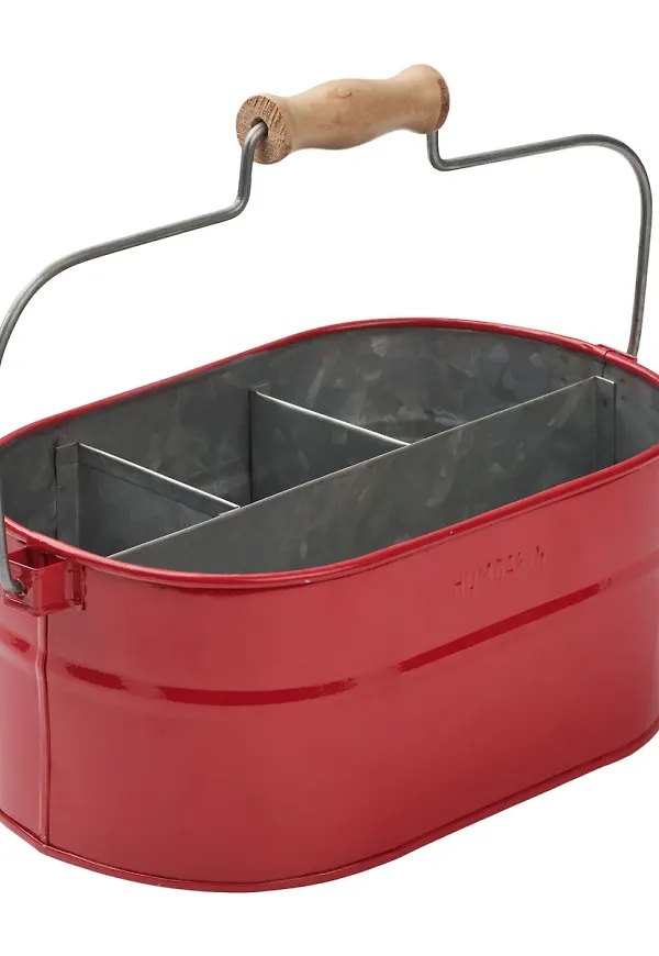 Röd Humdakin-förvaringslåda i otroligt snygg modell.