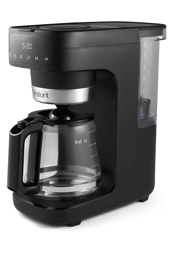 Svart Instant Pot-kaffebryggare i ikonisk modell.