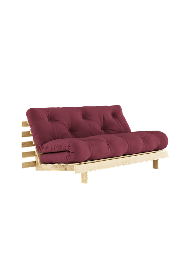 Vinröd Karup Design-bäddsoffa i jättefin modell.