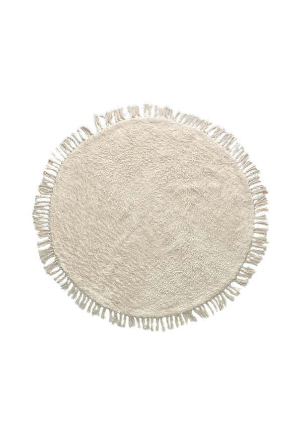 Beige Kave Home-bomullsmatta i elegant modell.