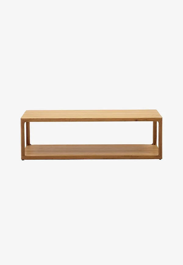 Moderiktig kave home bord i brun färg gjord i ek.