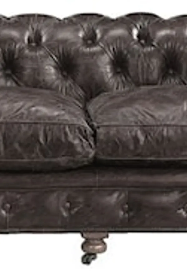 Jättefin artwood soffa i grå färg gjord i läder.