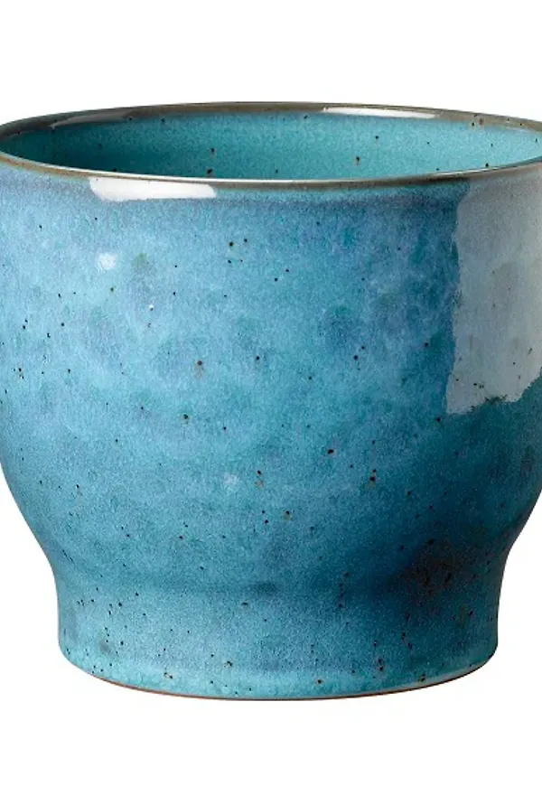 Blå Knabstrup Keramik-ytterkruka i supersnygg modell.