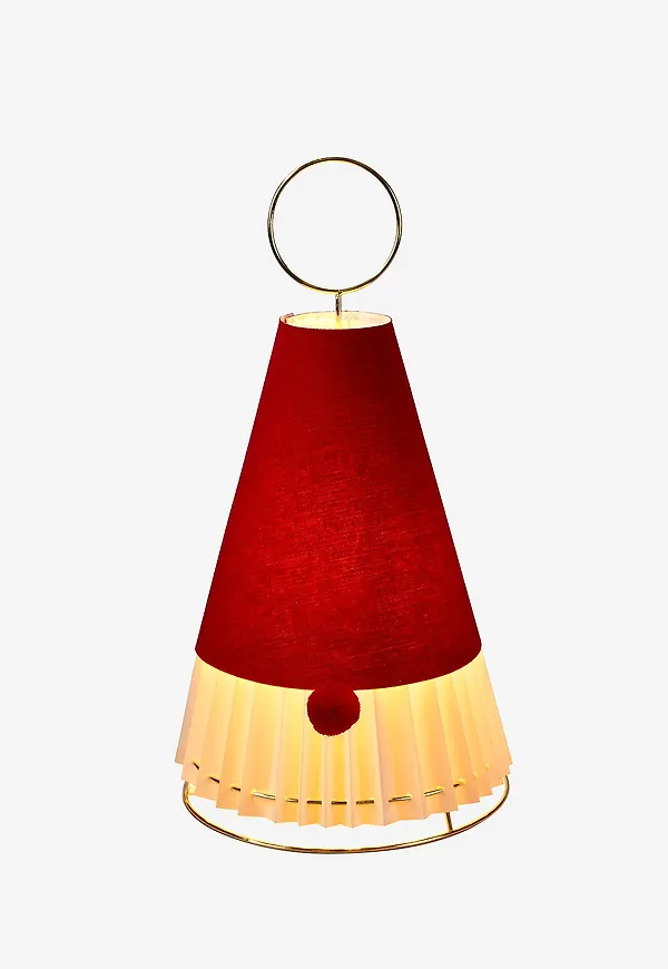 Röd Konstsmide-tomte i komfortabel modell.