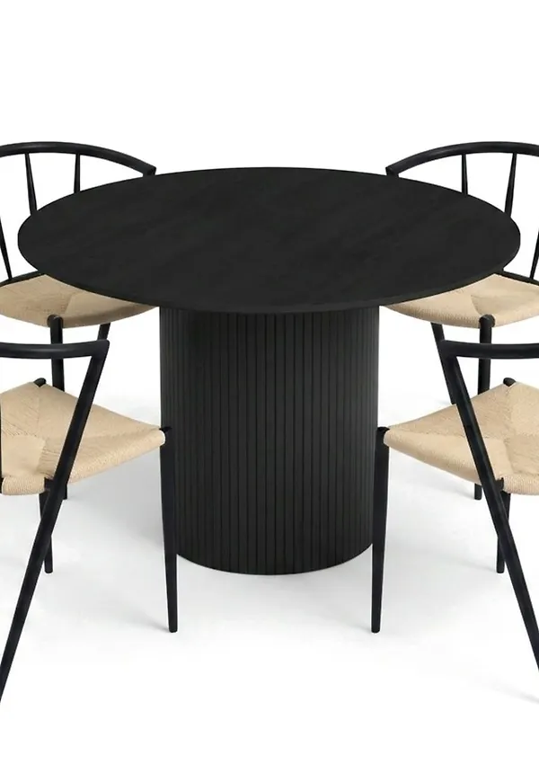 Svart Bark-matgrupp i elegant modell.